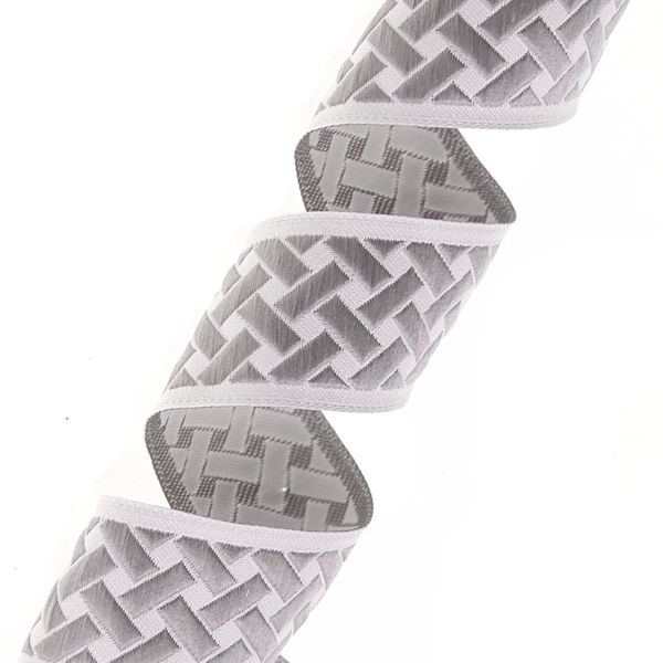 Лента (тесьма) жаккардовая 35.0 мм / 10±0.5 метров, бордюр Плетеный орнамент 35274 V4 серый