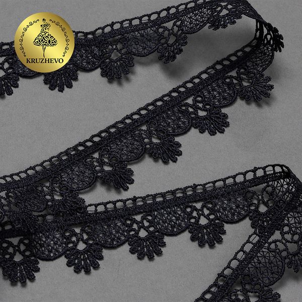 Кружево гипюр (плетёное) 25 мм, цв.9 т.синий, уп. 9 м, Kruzhevo