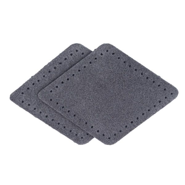 Заплатки пришивные из замши, ромб 6х8,4см с перфорацией, 2 шт, 100% кожа, 26 серый, 59115