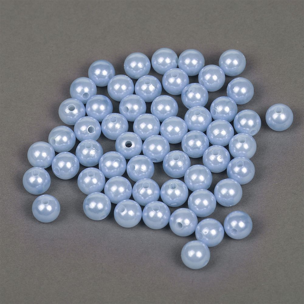 Бусины пластик (перламутр) ⌀12 мм, цв.A26 голубой, уп.500г (530 шт), Magic4Hobby