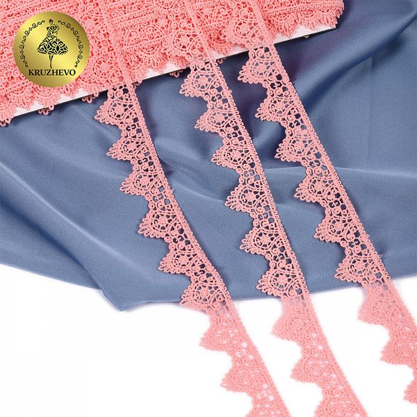 Кружево гипюр (плетёное) 26 мм, 0798 цв.F152 коралловый уп.27м, Kruzhevo