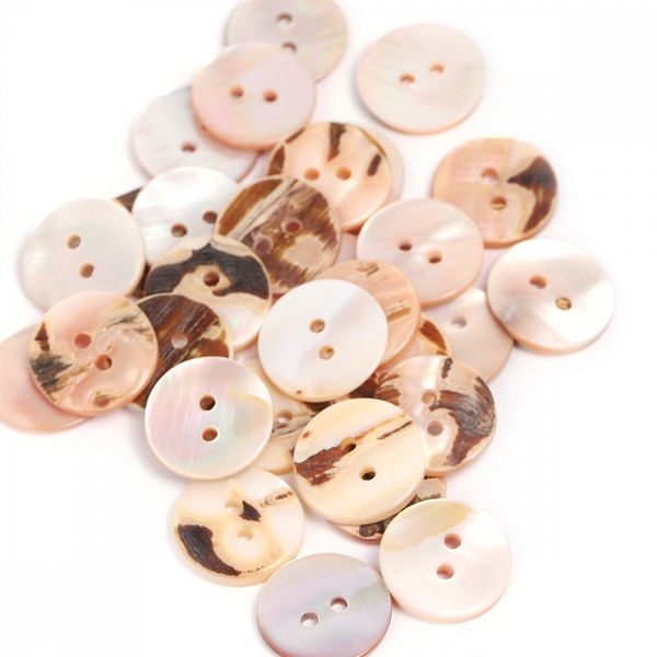 Пуговицы перламутр (ракушка) 24L-15 мм, C-RA21 цв.розовый, 2 прокола, 36 шт