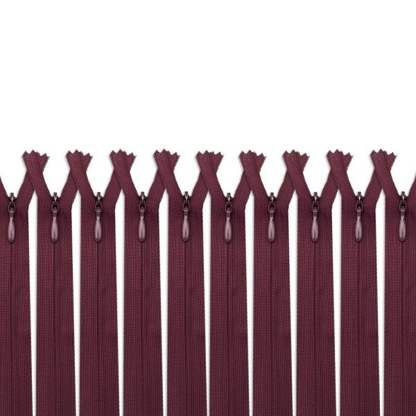 Молния потайная (скрытая) Т3 (3 мм) 1 зам., н/раз., 50 см, борд.-кор, 31318 / 50, 10 шт