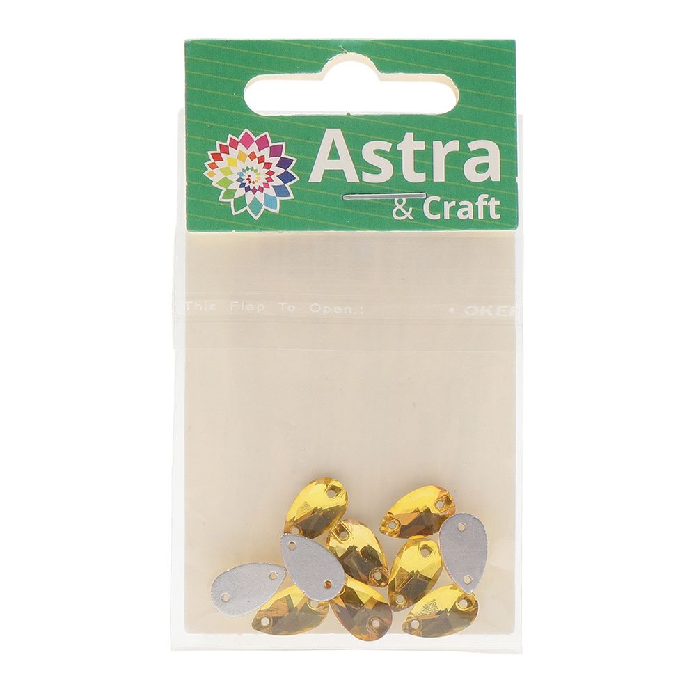 Хрустальные стразы пришивные формы капля, желтый 7х12 мм 10 шт/упак., ХК004НН712