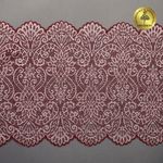 Кружево бельевое эластичное 225 мм / 3 м, 40992 цв.бордо+св.розовый, Kruzhevo