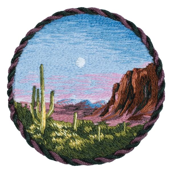 Набор для вышивания нитками Panna Живая картина JK-2295, Брошь. Каньон, 5.5х5.5 см