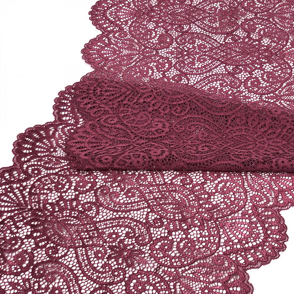 Кружево бельевое эластичное 240 мм / 3 метра, TBY.40992, цв.2925 розовый рубин, Kruzhevo