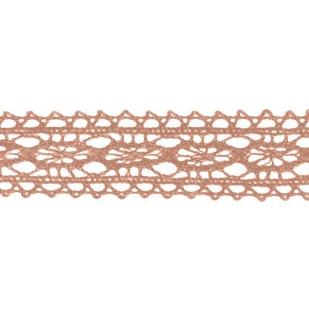 Кружево вязаное (тесьма) 12.0 мм х/б, JD017 розовый, 20 м