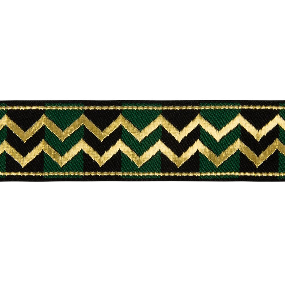 Лента (тесьма) жаккардовая 25.0 мм / 10±0.5 метров, зеленый/бежевый, Gamma TRJ-114Y