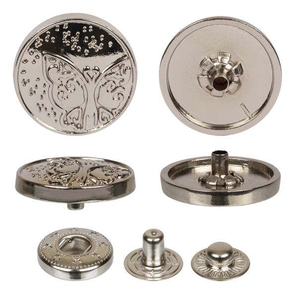 Кнопка Альфа (S-образная) ⌀20.0 мм, 36 шт, металл, нерж., 04 никель, MIKRON JK 009