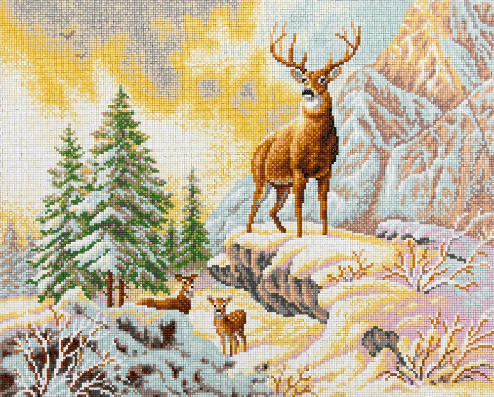 Кристальная (алмазная) мозаика Фрея ALPD-288, на подрамнике, Благородный олень, 50х40 см