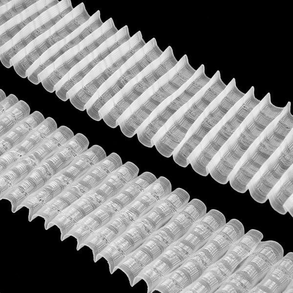 Лента (тесьма) шторная: сборка параллельная (1:2) 85 мм / 100 метров, (7 рядов петель, 3 шнура), прозрачный, 214