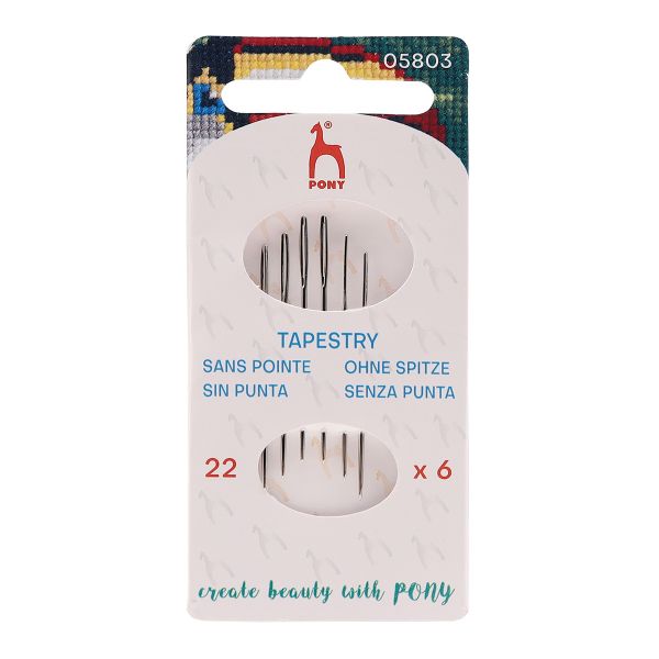 Иглы ручные гобеленовые с серебряным ушком Tapestry №22, 6 шт, PONY, 05803