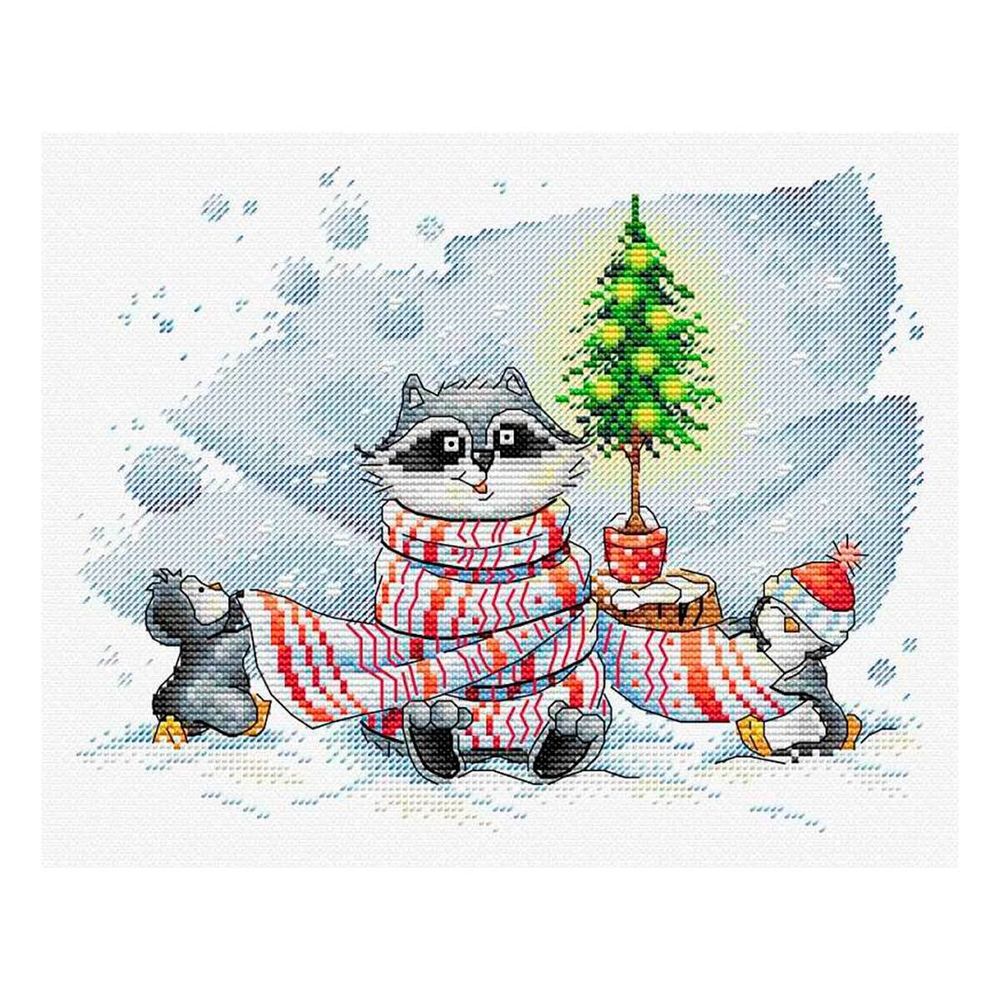 Набор для вышивания нитками МП Студия, Зимние шалости 18х22см