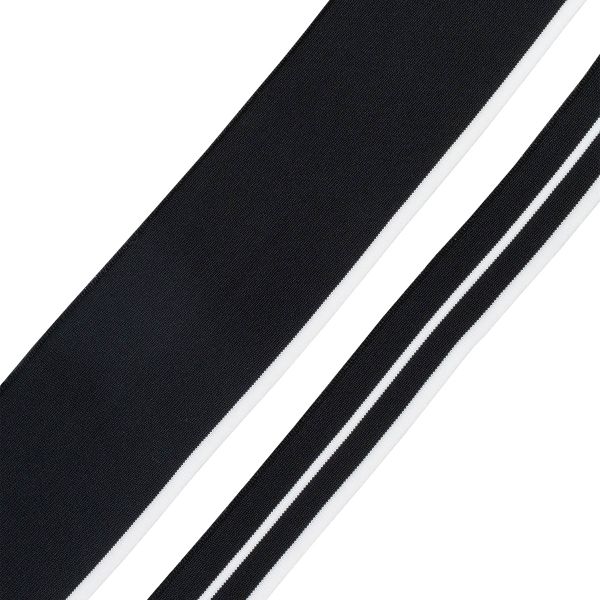 Воротник трикотажный с манжетами (комплект): воротник 7х40 см, 2 подвяза на рукава 3х40 см, 100% полиэстер, черный с белым, CL-054