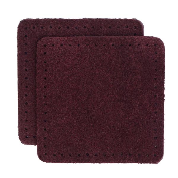 Заплатки пришивные из замши, квадрат 6см с перфорацией, 2 шт, 100% кожа, 31 бордовый, 59112