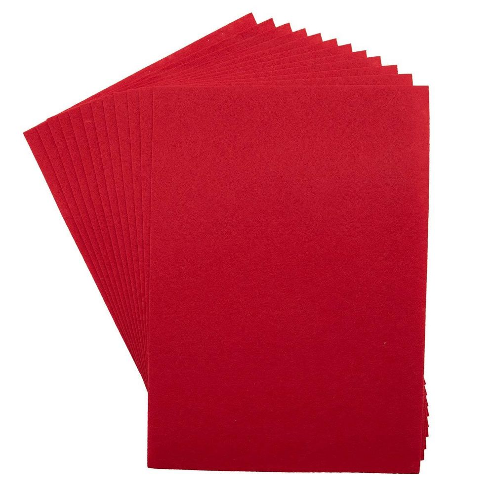 Фетр листовой жесткий 1.0 мм, 20х30см, 12 шт, Astra&Craft, 8 красный