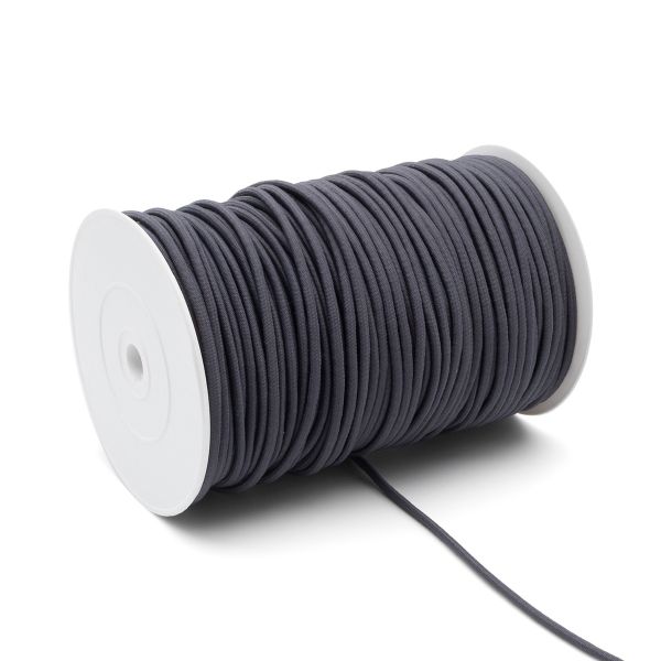 Резинка шляпная (шнур эластичный) ⌀4.0 мм / 100 метров, 12 серый