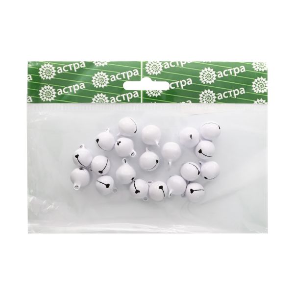 Бубенчики 14 мм, 20 шт, белый
