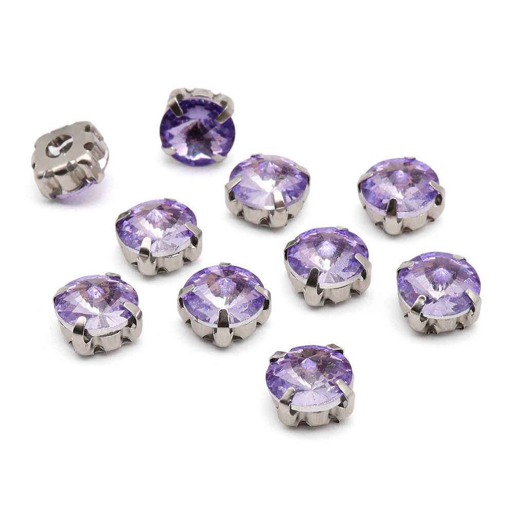 Хрустальные стразы в цапах круглой формы, сиреневый 8 мм, 10 шт. Astra&Craft, РЦ011НН8