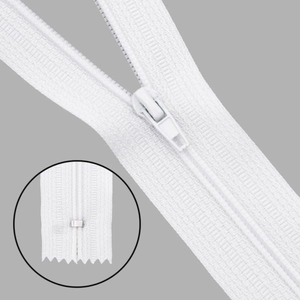 Молния спираль (витая) брючная Т4 (4 мм), 1 зам., н/раз., 20 см, автомат, F102 молочный, уп.10 штук