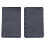 Заплатки пришивные из кожи, прямоугольник 6х9,6см с перфорацией, 2 шт, 100% кожа, 05 темно-синий, 9113