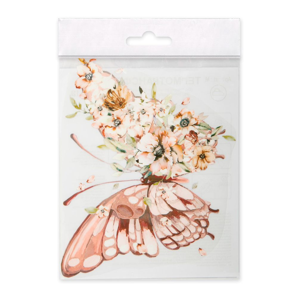 Термотрансфер M №03, 1 шт, M-312 бабочка с цветами 21.6х17.5 см, Gamma "M" №03