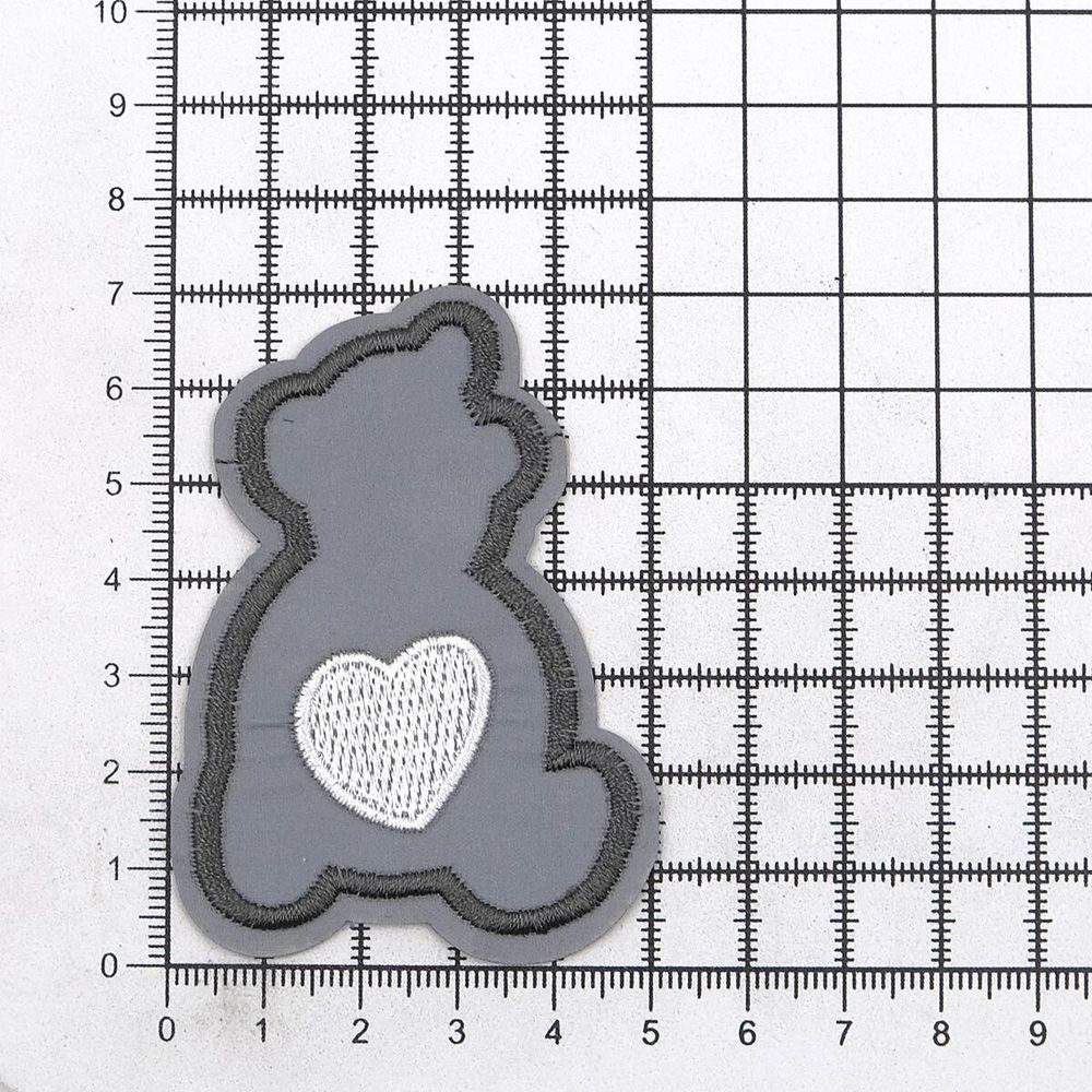 Термоаппликация светоотражающая Мишка с сердцем, 70х50 мм, LA424, 3 шт