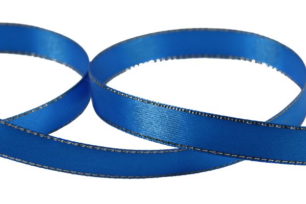 Лента атласная 2-сторонняя с метанитью 12.0 мм / 33±2 метра, №040 василёк/серебро, Gamma AL-12M