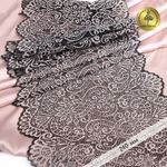 Кружево бельевое эластичное 240 мм / 25 м, 40992, цв.168 серебристый пион+черный, Kruzhevo