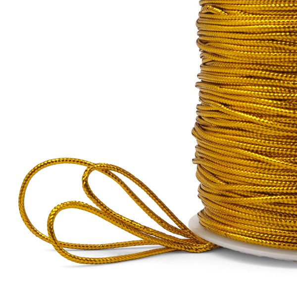 Шнур металлизированный ⌀2.0 мм / 100 метров, 0371-1200 золото