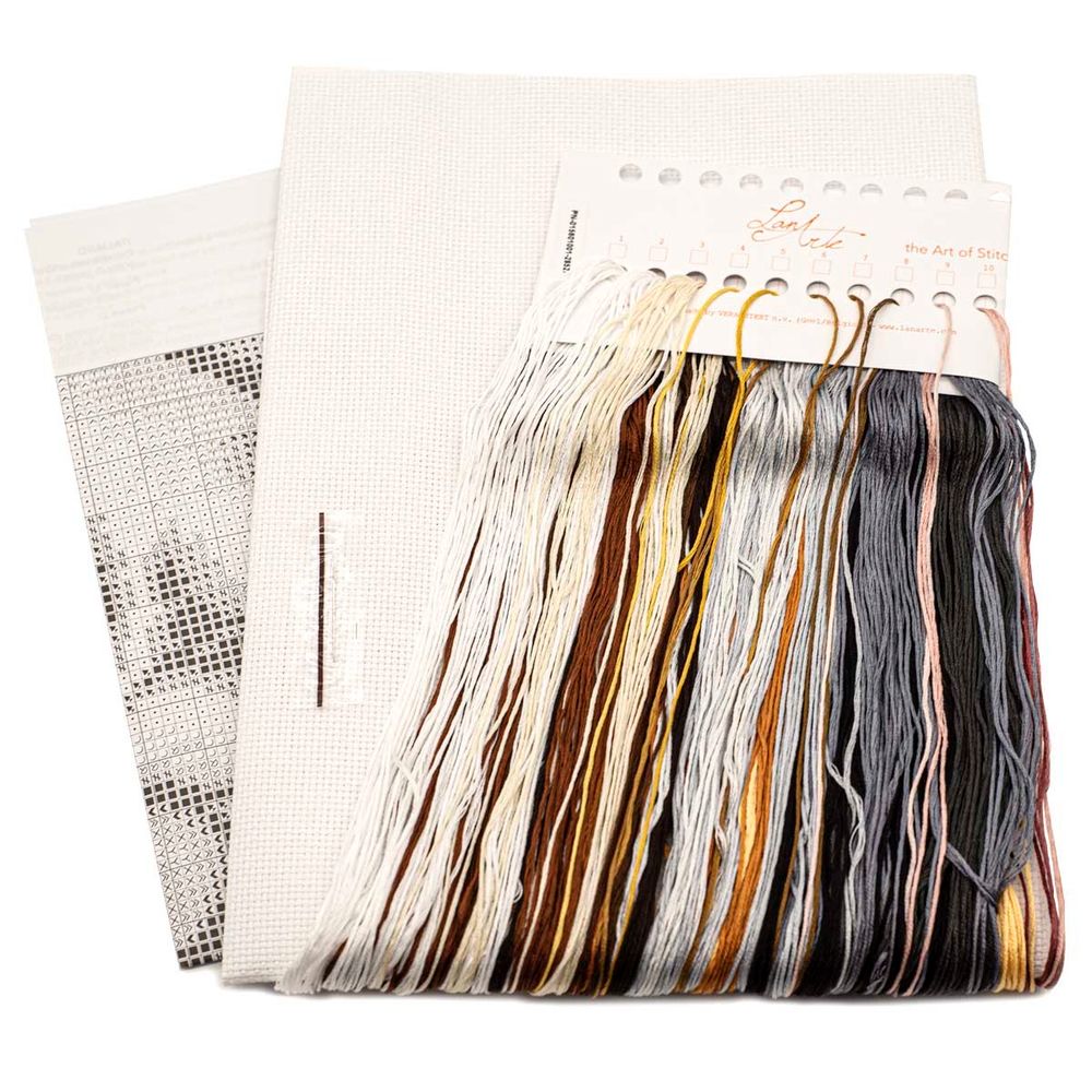 Набор для вышивания нитками Lanarte, Тигр 35х34