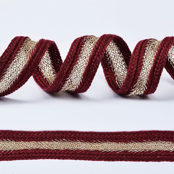 Тесьма отделочная Елочка вязаная 20мм 02 бордовый, уп.22,9м