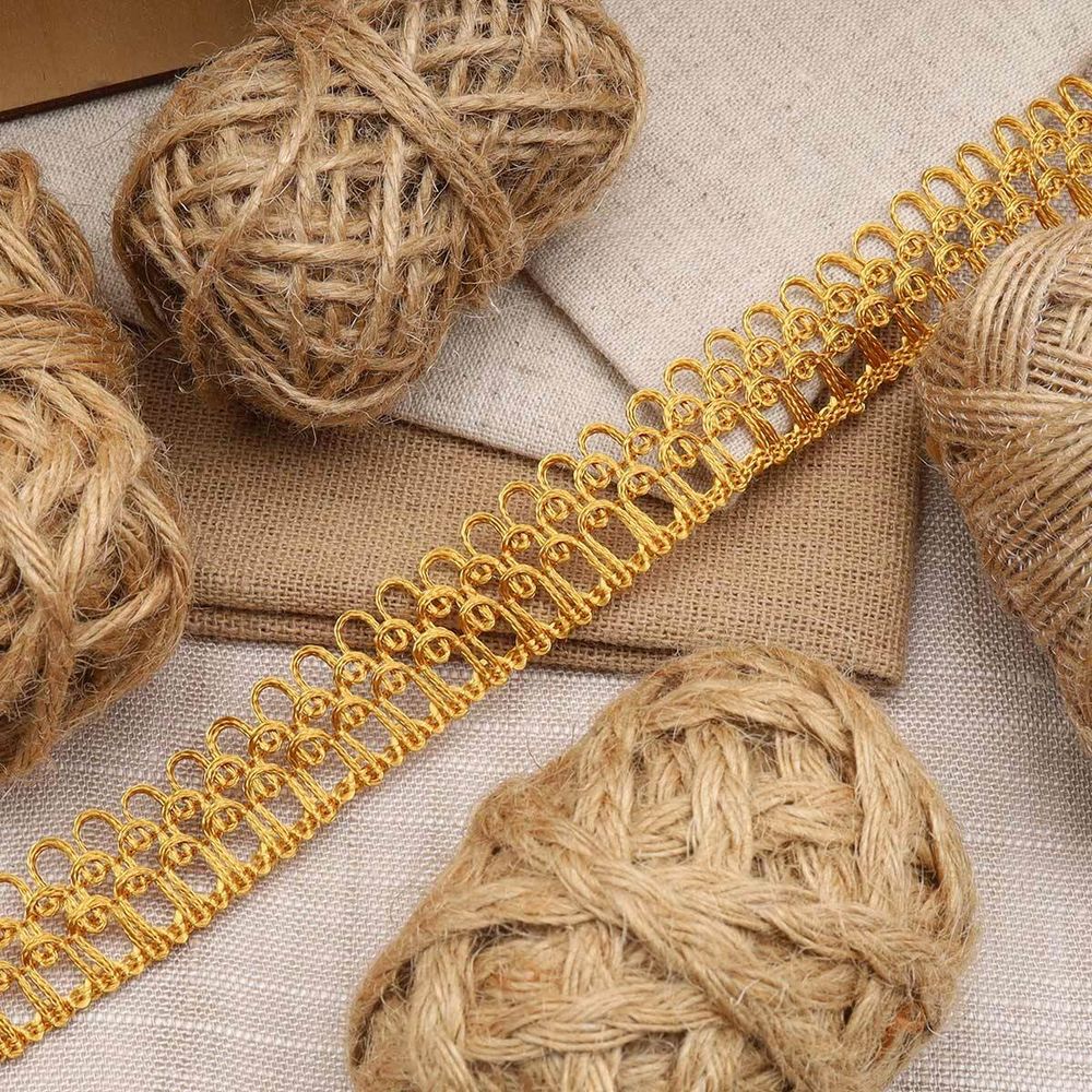 Тесьма отделочная вязаная 16 мм, 10 м, золотистый