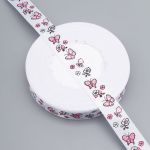 Лента декоративная с принтом Бабочки 20.0 мм / 45.72 метра, белый, 4001