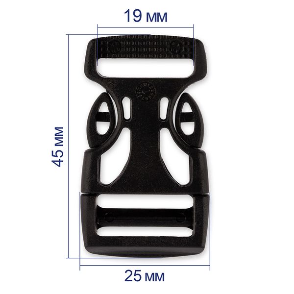 Фастекс (пряжка трезубец) ацеталь 19 мм, 10 шт, черный, Gamma SB01