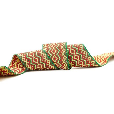 Лента (тесьма) жаккардовая 50.0 мм / 25±1 метров, рис. 9433, (зеленый) С3379Г17