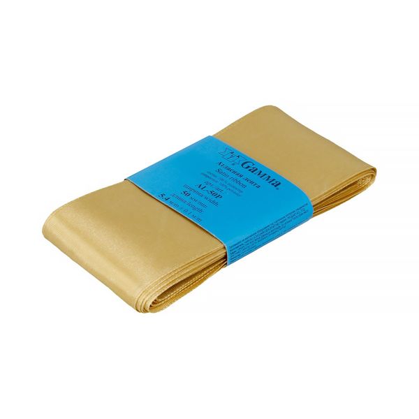 Лента атласная 1-сторонняя 50.0 мм / 5 шт по 5.4 метра, №148 горчичный, Gamma AL-50P