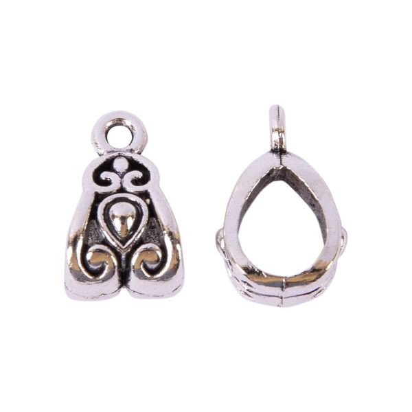 Держатель для бусин (бейл) 0.7х1.3 см, 20 шт, под античное серебро, Zlatka MFK-04