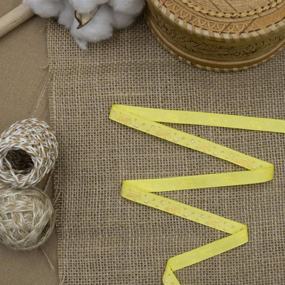 Лента репсовая (в рубчик) 10.0 мм, 3м, Love, желтый