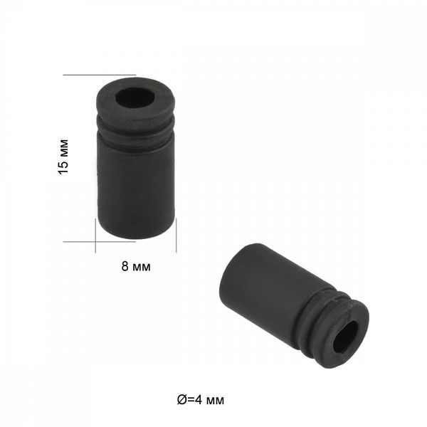 Наконечник для шнура металл 15х8 мм, цв.черная резина, OR.0305-5373, уп.100 шт