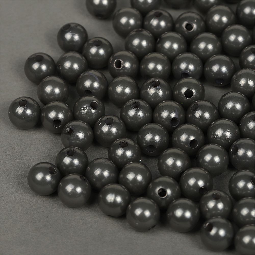 Бусины пластик (перламутр) ⌀10 мм, цв.029 серый, уп.500г (960 шт), Magic4Hobby