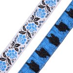 Лента (тесьма) жаккардовая 25.0 мм / 10±0.5 метров, Розы, 25987 синий