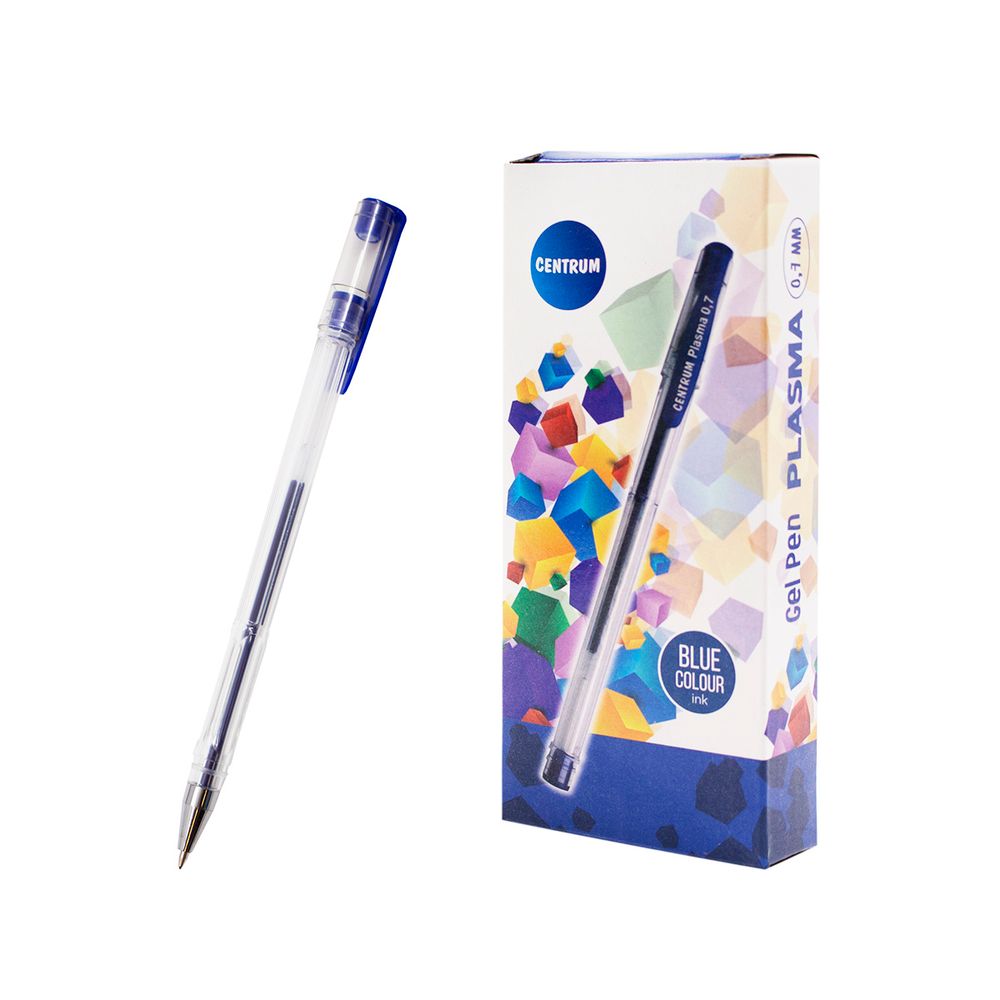 Ручка гелевая синяя PLASMA с металлическим наконечником, 0,7 мм, 80846, 12 шт