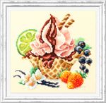 Набор для вышивания нитками Чудесная игла, Ванильное мороженное 17х17 см