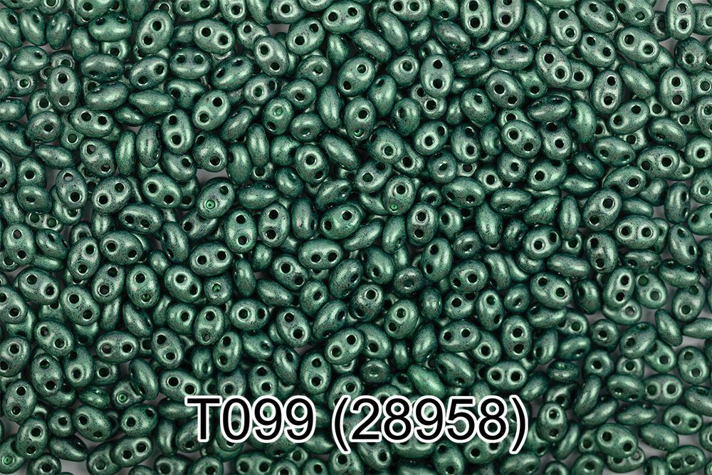 Бисер Preciosa Twin 3 2.5х5 мм, 10х5 г, 1-й сорт, T099 т.зеленый, 28958, 321-96001