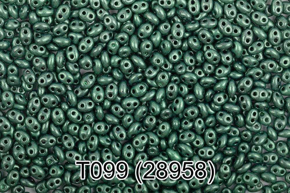 Бисер Gamma Twin 2.5х5 мм, 50 г (10х5 г), T099 т.зеленый, 28958, 321-96001