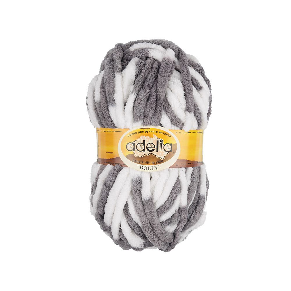 Пряжа Adelia Dolly / уп.5 мот. по 100г, 40м, 15 бело-серый