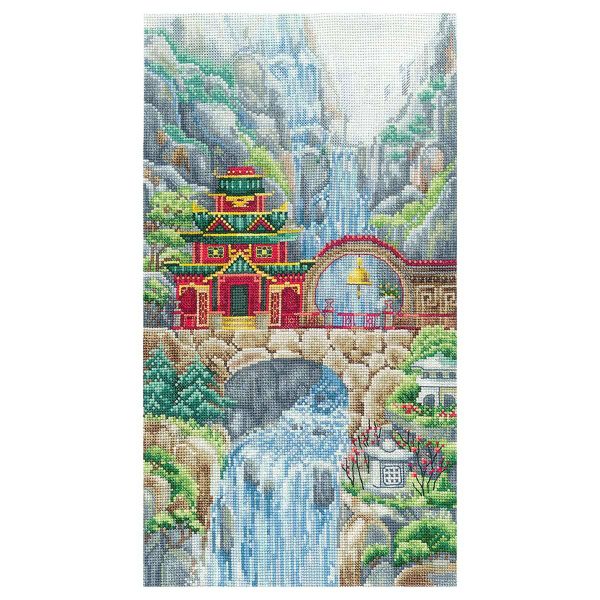 Набор для вышивания нитками Сделай своими руками, Храм водопада 19х34см