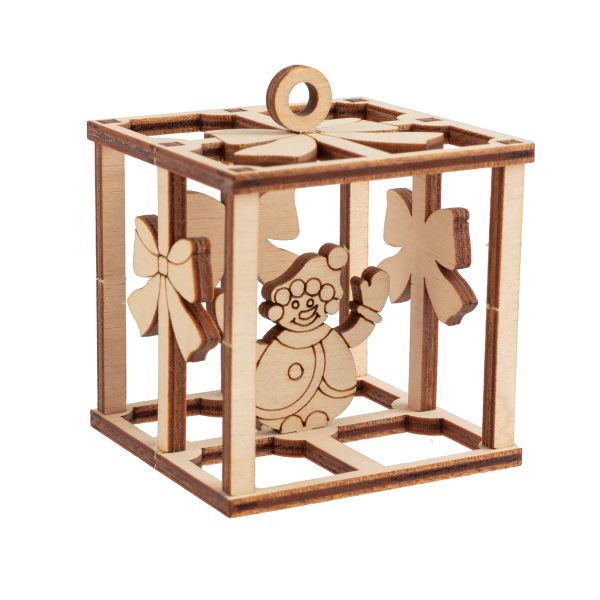 Заготовка из фанеры Подвеска объемная Подарок 5х5х5.7 см, Mr.Carving, КЛ-46